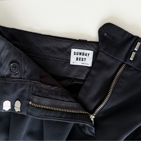 Aritzia Sunday Best Black Pleated Wide Leg Trousers High Rise 00 - Picture 3 of 10